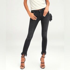 Free People Great Heights Frayed Skinny Black Denim